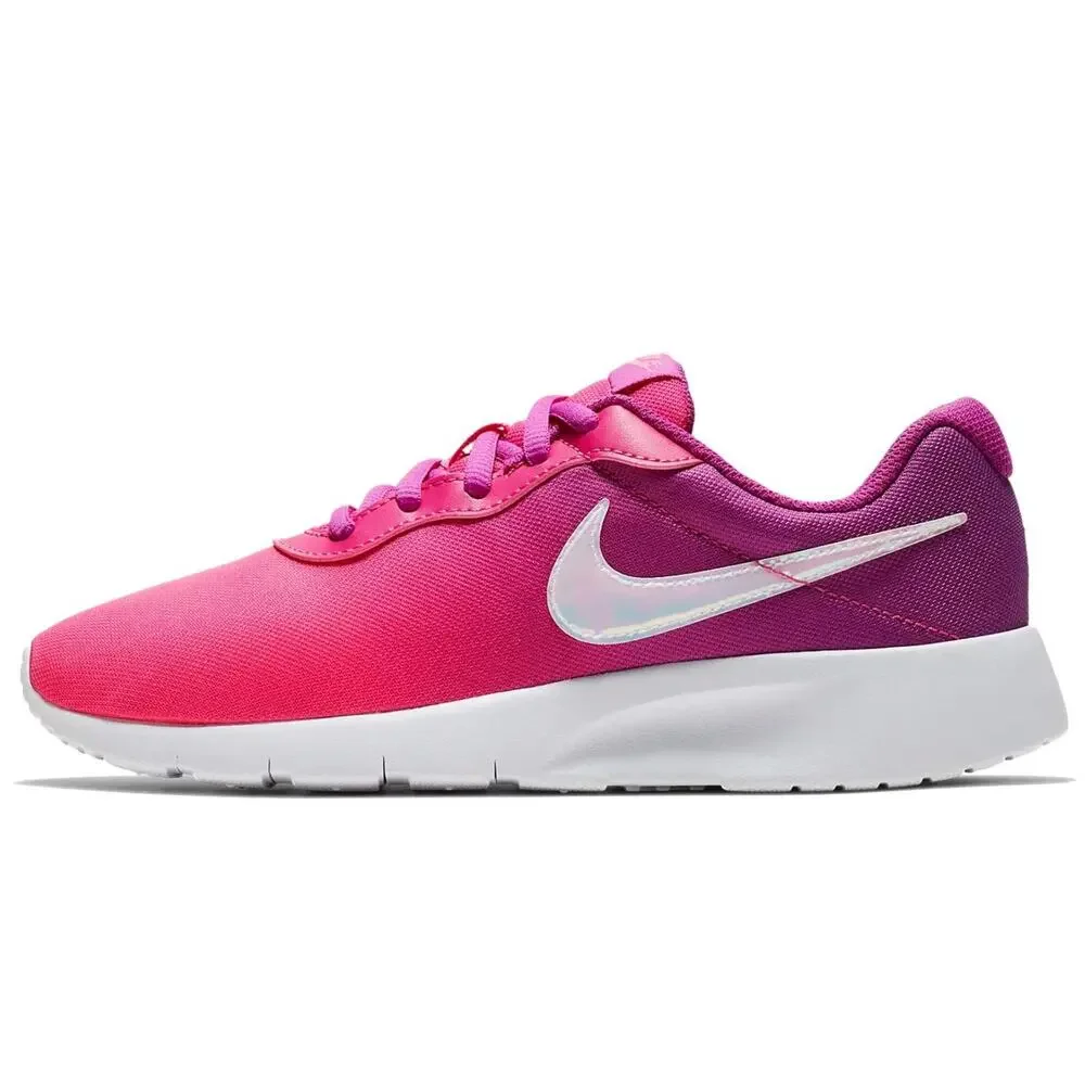 NIKE GIRL'S, TANJUN PRINT GS SNEAKER - BIG KID PINK PURPLE 5.5 M